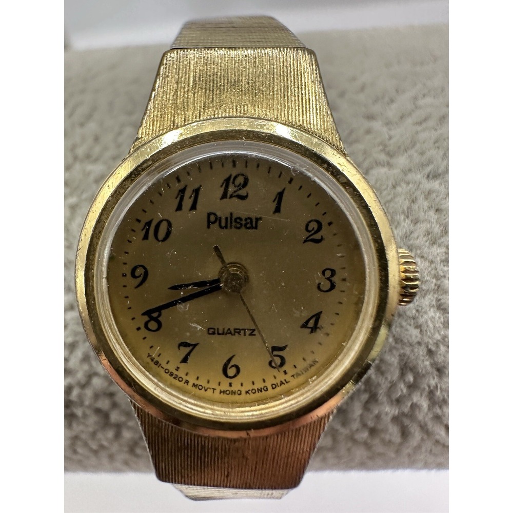 Pulsar Y481-0230 Gold Tone Quartz‎ Analog Women's Watch 18MM 5.75" New Battery Q